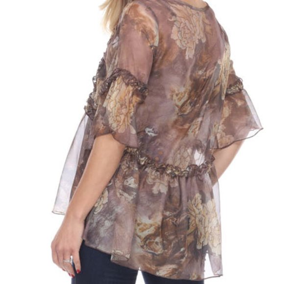 Western Bohemian gypsy FLORAL BLOUSE sexy SM-XL - Picture 3 of 4